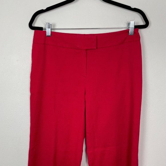 Escada Woman's Sz 38/ US 8 Red Straight Leg Mid Rise Textured Career Pants - Picture 2 of 10